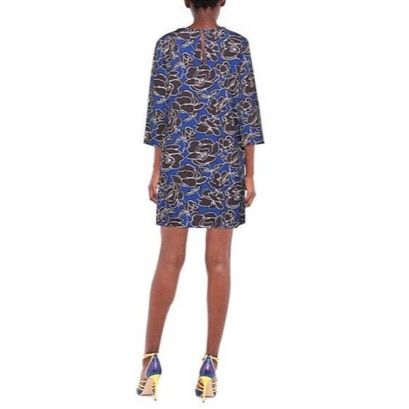 Ottod’Ame Womens Blue Floral Mini Shift Dress Stretch made in Italy size 6 - Picture 2 of 14